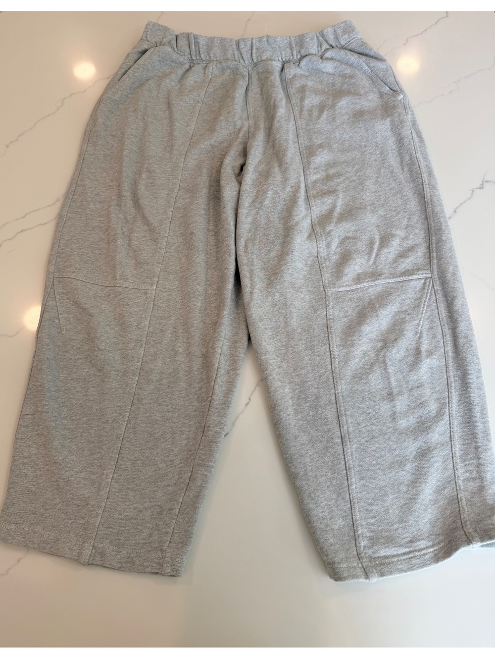 Aerie Comfort Loose Fit Wide Leg Fleece Cropped Sweatpants Gray Size Large